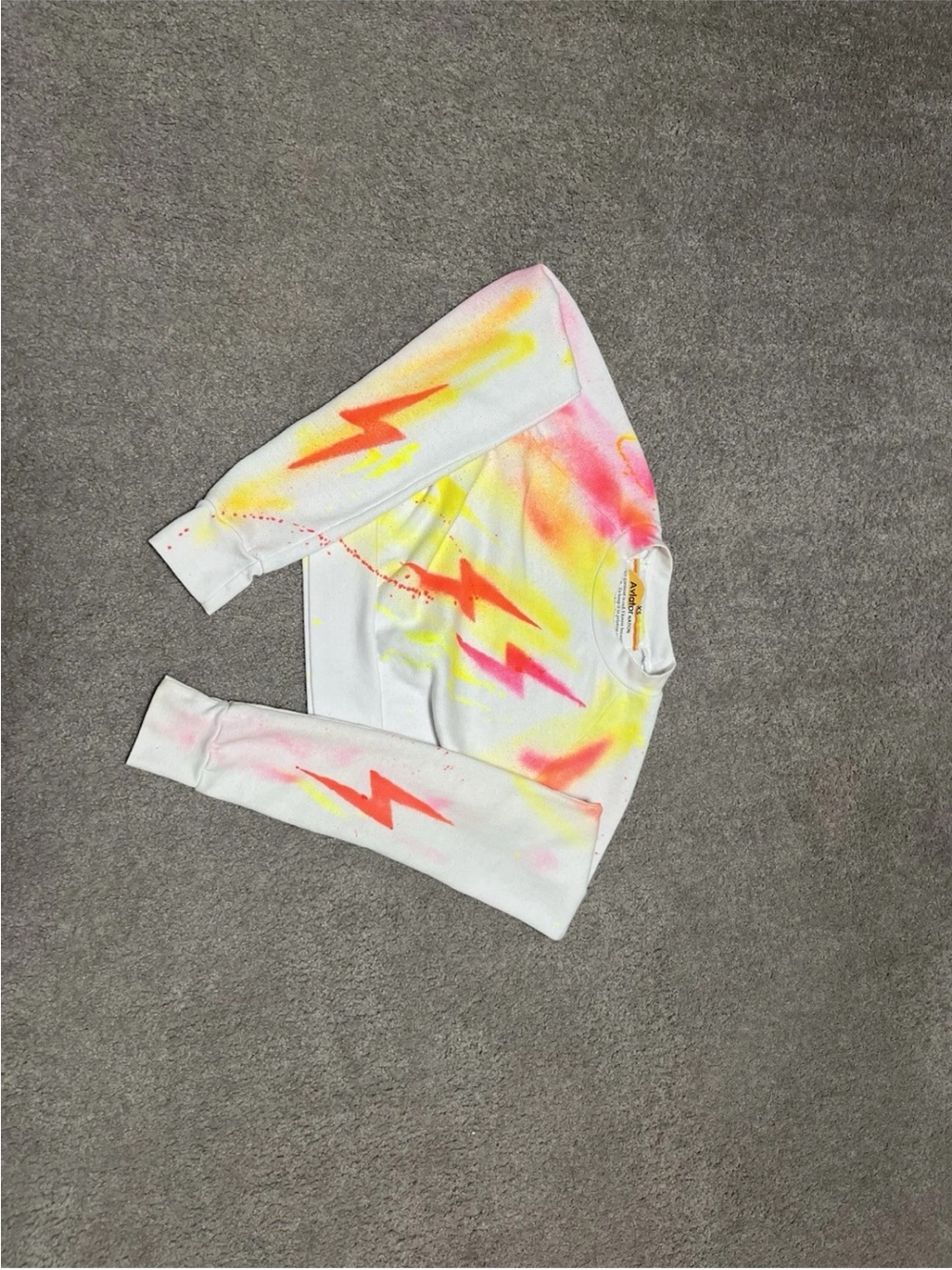 Rare!!! Aviator Nation Artist Collection Splatter Paint Bolt  Sweatshirt XS - Picture 7 of 8
